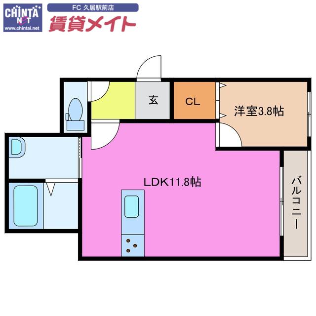 AKATSUKI RESIDENCE 久居野村(1LDK/1階)の間取り写真