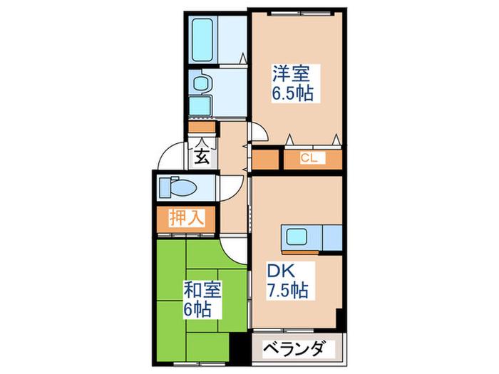 レジデンス新栄II(2DK/1階)の間取り写真