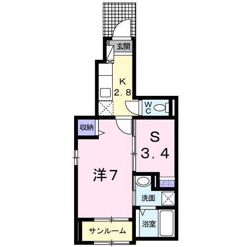 パルプラザA棟(1SK/1階)の間取り写真