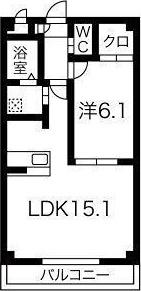 アークサガン(1LDK/1階)の間取り写真