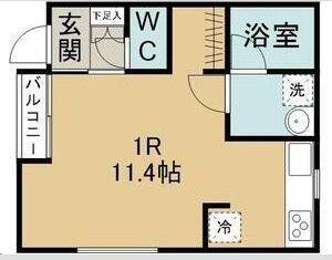 メゾン中ノ坂(ワンルーム/1階)の間取り写真
