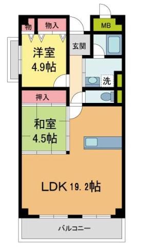 エクセル山本(2LDK/3階)の間取り写真
