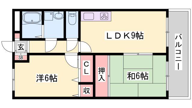 グランヴィラII(2LDK/3階)の間取り写真