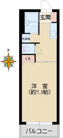 ヴィラージュドゥノール(1K/2階)の間取り写真