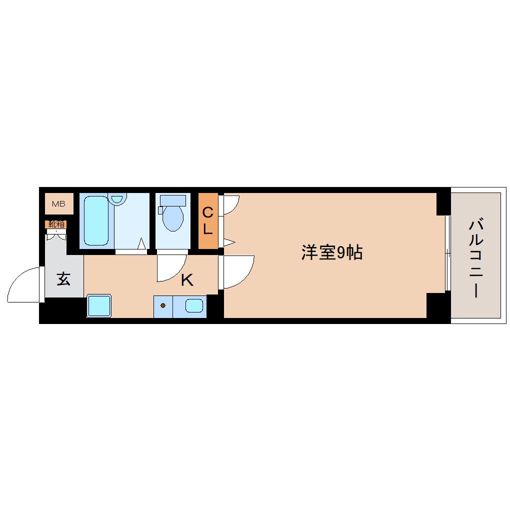 FORTUNA三条大宮(1K/4階)の間取り写真