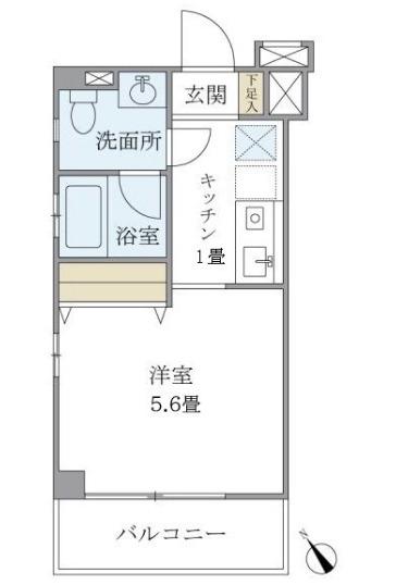 キバサンフラット(1K/3階)の間取り写真