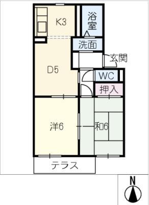 フォーシーズン平池(2DK/1階)の間取り写真