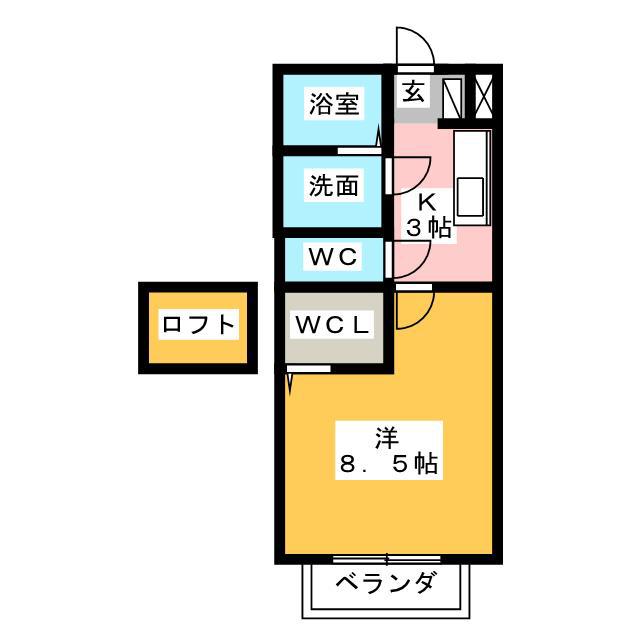 コンフォート羽山(1K/2階)の間取り写真