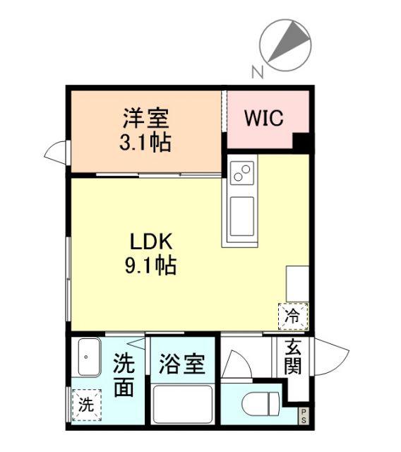 REPOT(1LDK/2階)の間取り写真