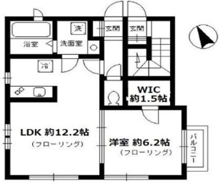 エスポワール白幡(1LDK/1階)の間取り写真