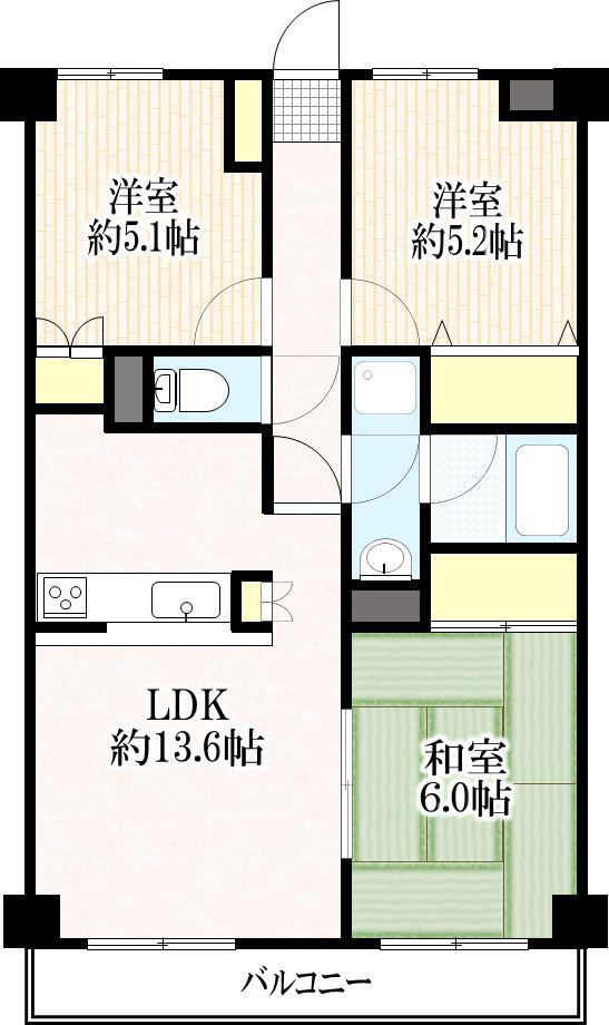 リーベスト昭島(3LDK/7階)の間取り写真