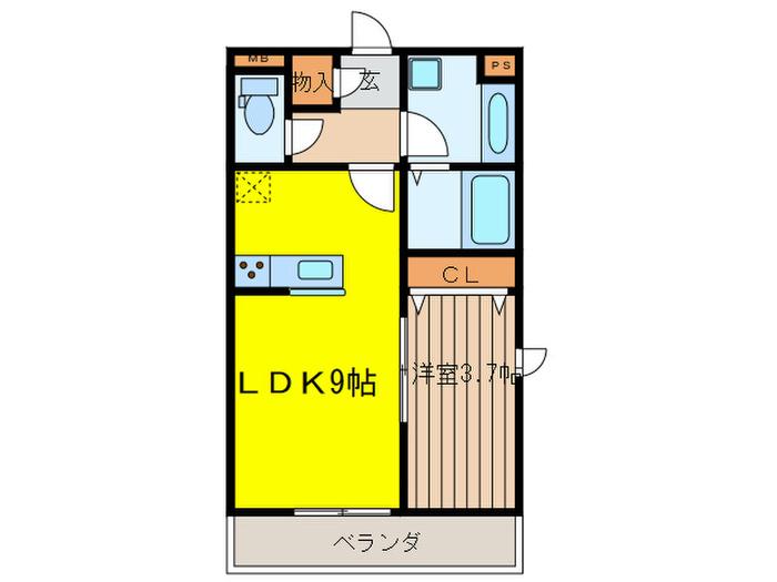 CASA L´ACERO(1LDK/3階)の間取り写真