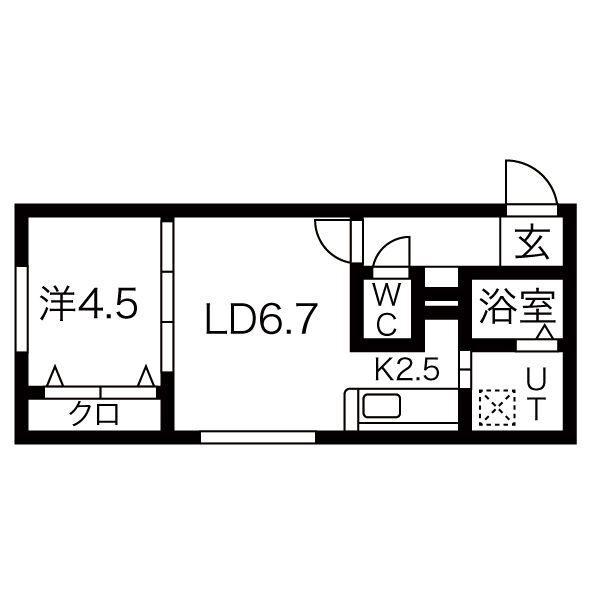 セカンドアベニューA(1LDK/1階)の間取り写真