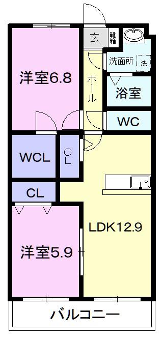 グランストークヴィレッジ(2LDK/3階)の間取り写真