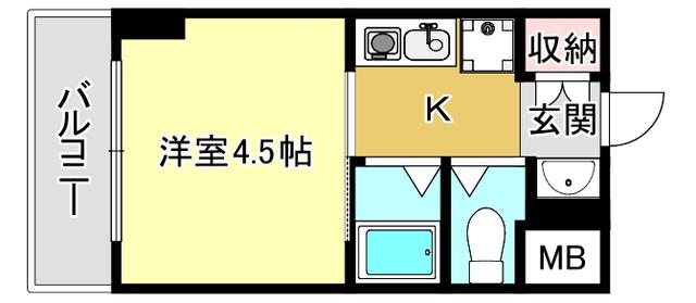 コスモハイツ三国(1K/3階)の間取り写真