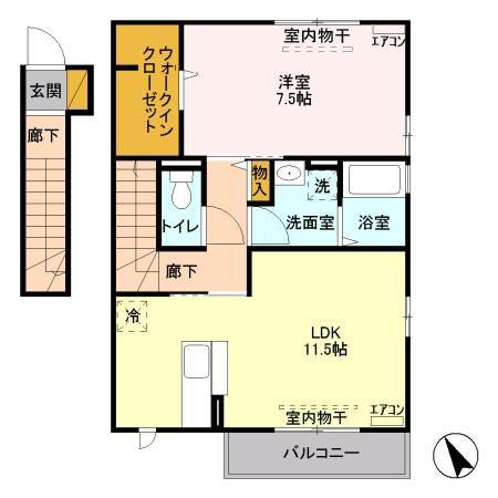 FONTANA A(1LDK/2階)の間取り写真