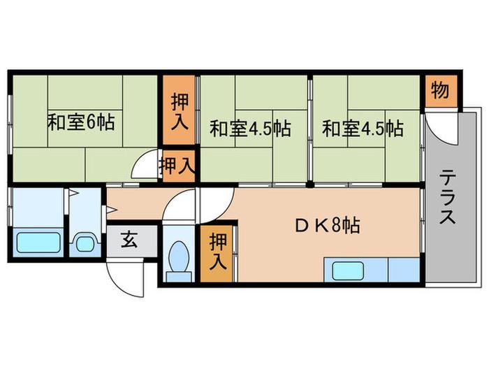 高木マンション(3DK/3階)の間取り写真