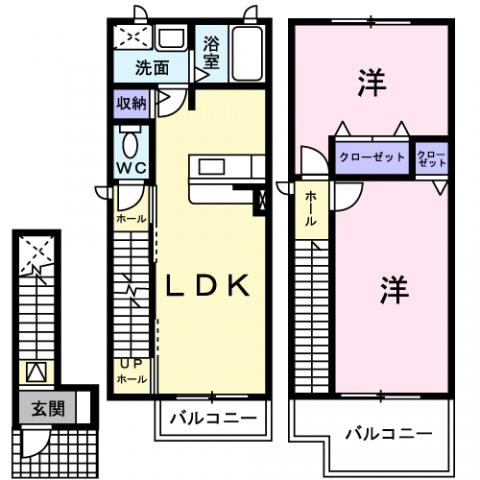 サンシャイン茨木1(2LDK/2階)の間取り写真