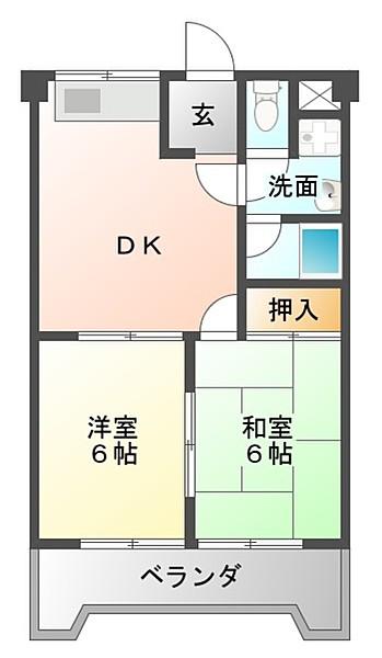 鳴神ビル(2DK/4階)の間取り写真