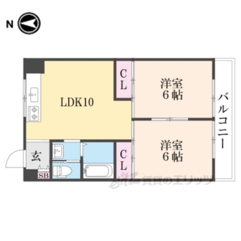 ハイクレスト光善寺(2LDK/1階)の間取り写真