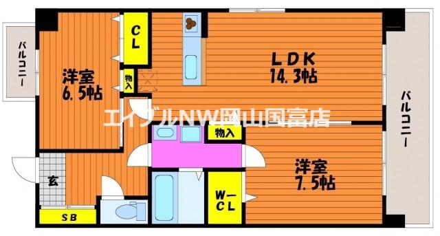 アウルスタイル森下町(2LDK/3階)の間取り写真