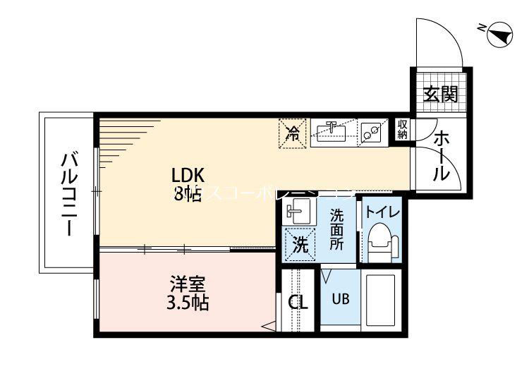 プルミエール 立花(1LDK/2階)の間取り写真