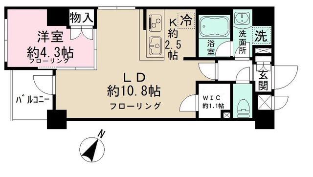 日本橋ROOT(1LDK/6階)の間取り写真