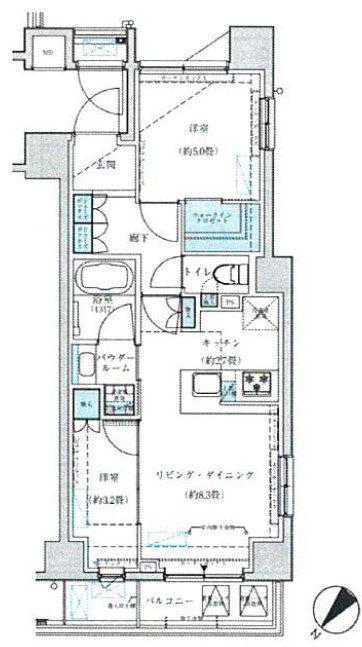 ヴィークブライト月島(2LDK/5階)の間取り写真