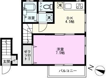 レガート草加(1DK/2階)の間取り写真