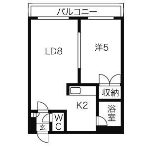 セントポーリア参番館(1LDK/5階)の間取り写真
