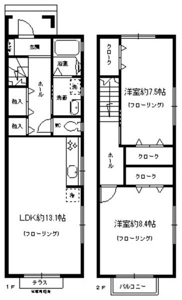 セードル B(2LDK/1階)の間取り写真