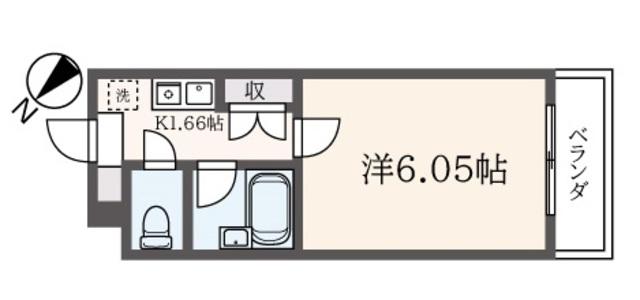 パレス向ヶ丘(1K/4階)の間取り写真