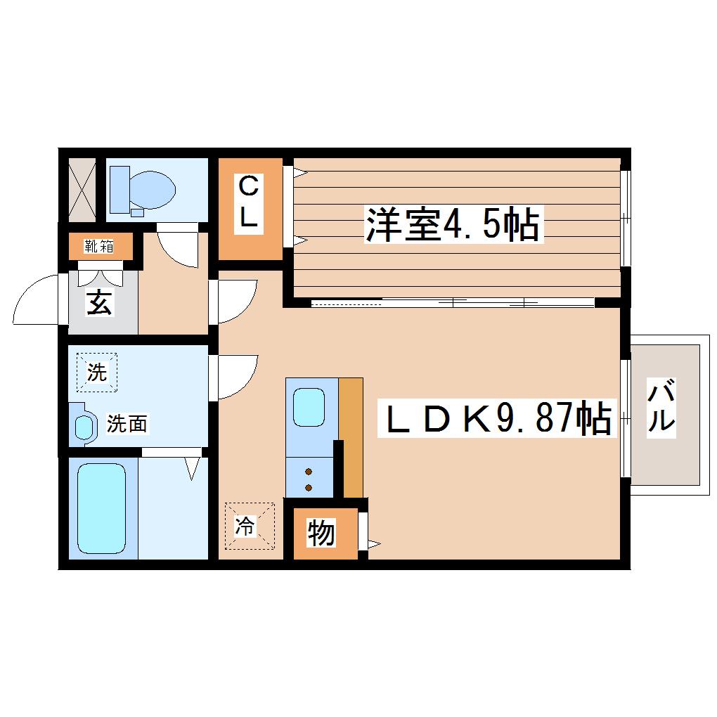 サニープレイス小松島II(1LDK/1階)の間取り写真