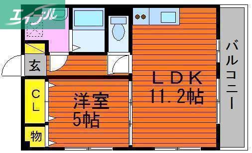 エクセルシオール(1LDK/3階)の間取り写真