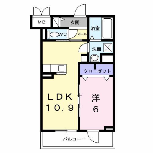セレーナ エスト(1LDK/2階)の間取り写真