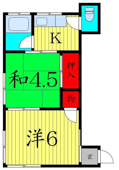 大洋コーポ(2K/2階)の間取り写真