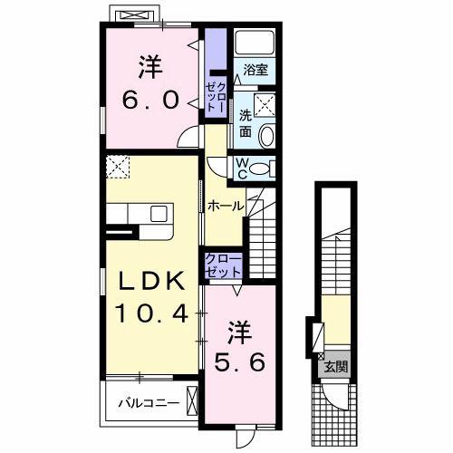 カーサ トム(2LDK/2階)の間取り写真