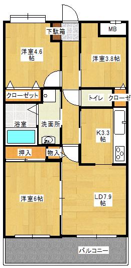 第5白鳳ビル(3LDK/5階)の間取り写真