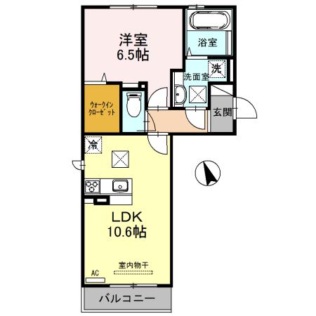 サンホーム富士(1LDK/1階)の間取り写真