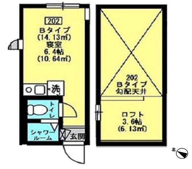 アンブランシュ大口B(ワンルーム/2階)の間取り写真