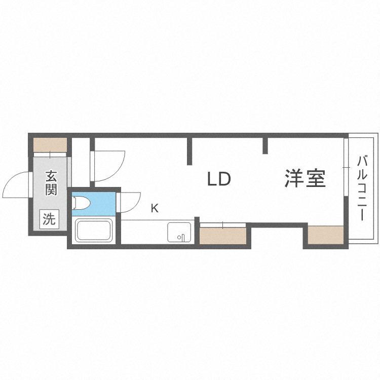 丸岡ビル(1LDK/2階)の間取り写真