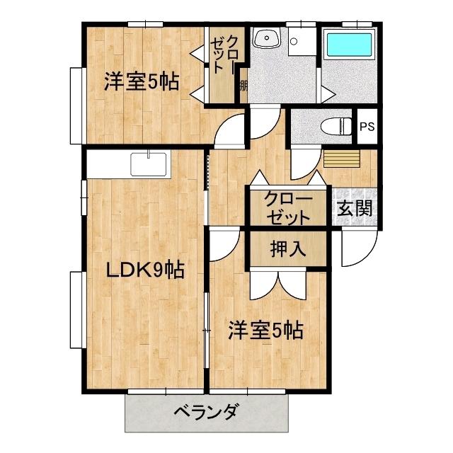 ガーデンハウス中野II(2LDK/1階)の間取り写真