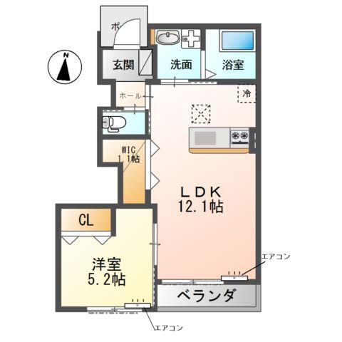 ポモドーロ POMODORO(1LDK/1階)の間取り写真