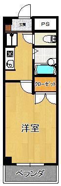 サンロイヤル(1K/3階)の間取り写真
