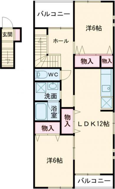 ハイステージFOUR(2LDK/2階)の間取り写真