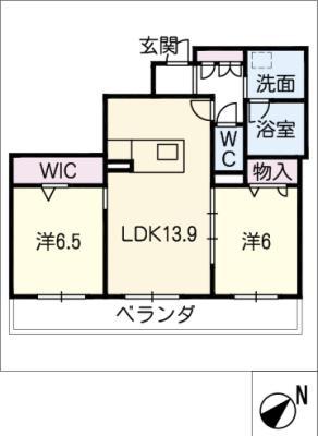 シャーメゾン藤が丘東(2LDK/2階)の間取り写真