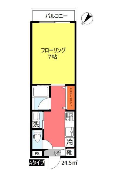 オーリジエール東雪谷(1K/5階)の間取り写真