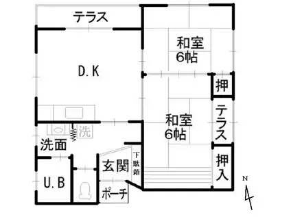 高尾台1丁目アパート(2DK/2階)の間取り写真
