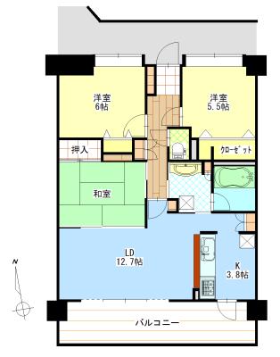 ポレスターステーションシティ小山(3LDK/4階)の間取り写真