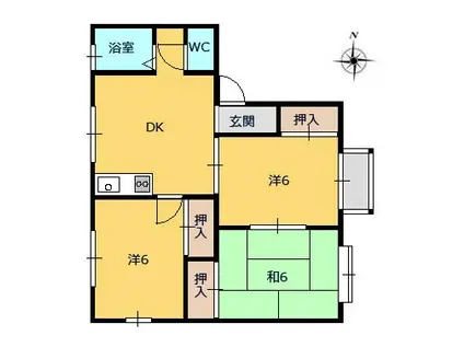 ダイヤモンドメゾンウィング(3DK/2階)の間取り写真